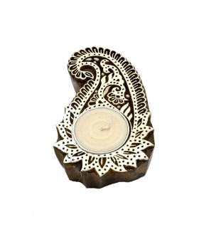Paisley Wood Tealight Candle Holder